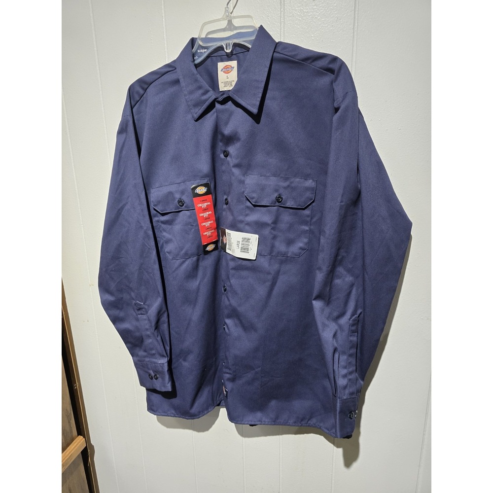 Workwear NWT Dickies Mens L/S Shirt Rugged Original Fit DOUBLE FRONT POCKET L